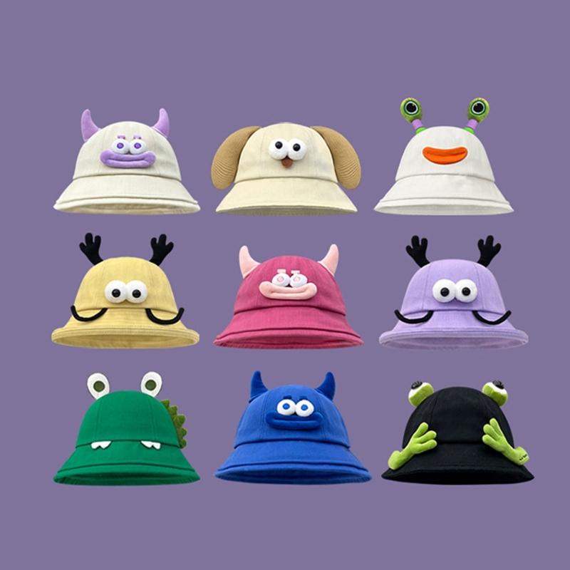 Cartoon Sun Hat with Plush Tentacles Women Photo Hat Outdoor Fishing Camping Hat