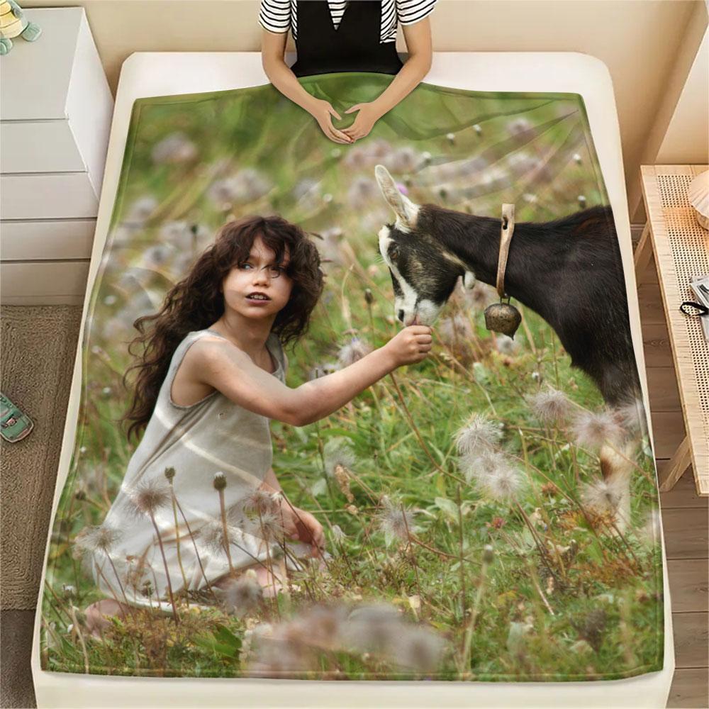 Heidi Printed Flannel Blanket, soft throw for bedroom sofa, washable, fan merchandise, great gift.