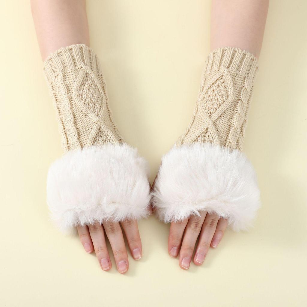 Women's Autumn-Winter Diamond Pattern Knit Wool Gloves