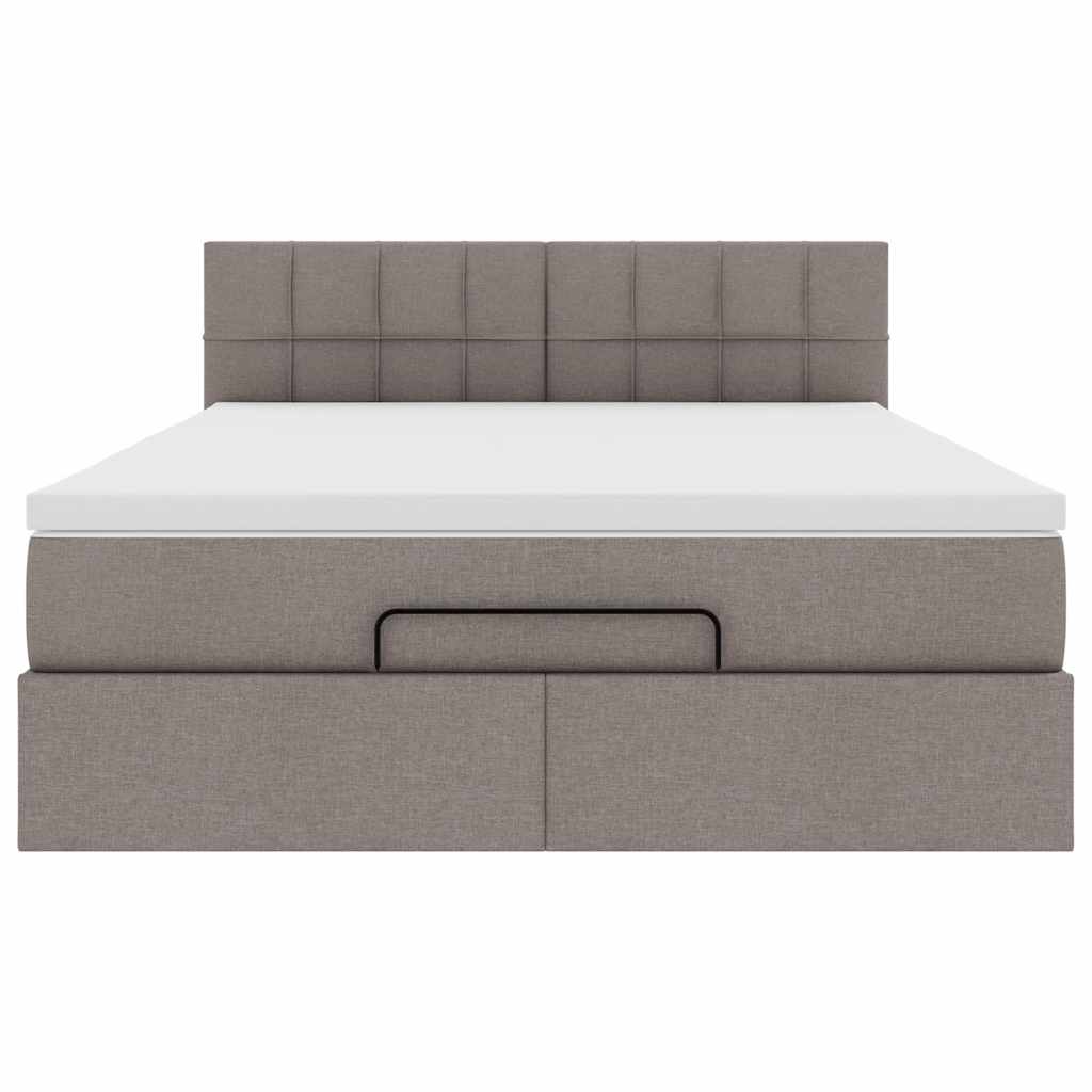 Ottoman Bed with Mattress Taupe 140x190 Cm Fabric