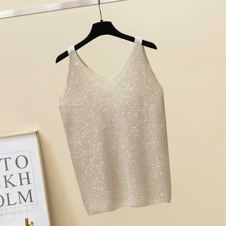 Korean Style Ice Silk Knit Sleeveless Loose Vest Top