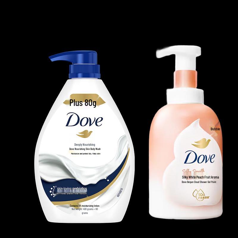 Dove White Peach Foaming Body Wash & Deep Nourishing Lotion Set