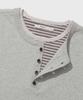 KIIMUIR [Crop] Striped Layered Henley Neck Short Sleeve T-Shirt_Melange Gray