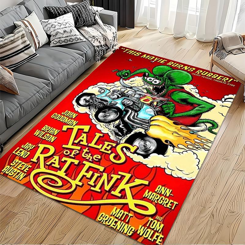 "Tales of the Rat Fink Cartoon Art" Non-slip rug suitable for living room and bedroom sofas.