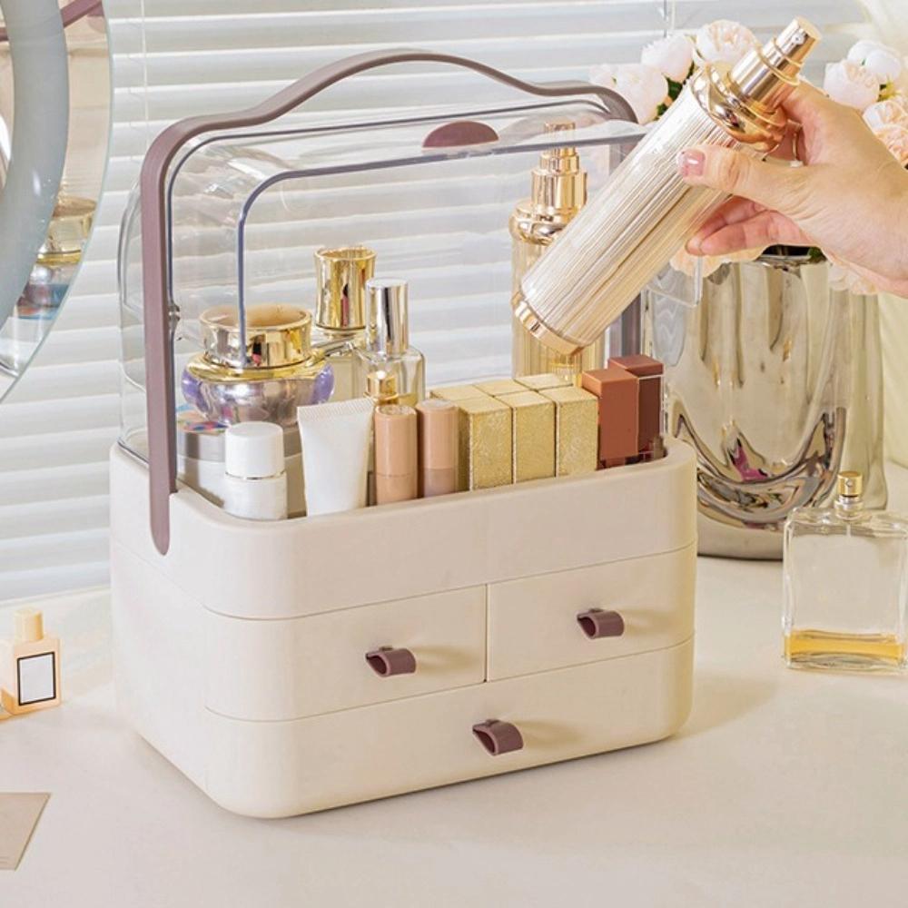 Dustproof Cosmetics Storage Box Large Capacity Container Makeup Organizers Multi-function Plastic Large Makeup Box Lady