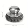 1Pcs Stainless Steel Kitchen Pot Brush With Ergonomic Handle Wire Ball Cleaning Tools Home Kitchen Dish Washing Accessories