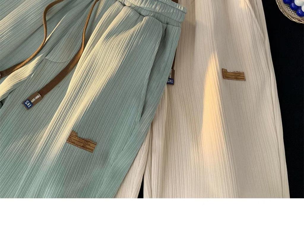 2024 Summer Unisex Ice Silk Wide-Leg Pants - Loose, Trendy Korean Style