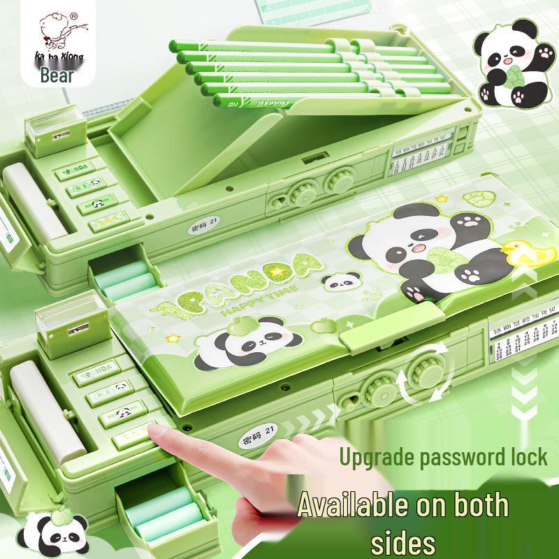 Kaba Bear Multifunctional Privacy Lock Pencil Case for Primary Students