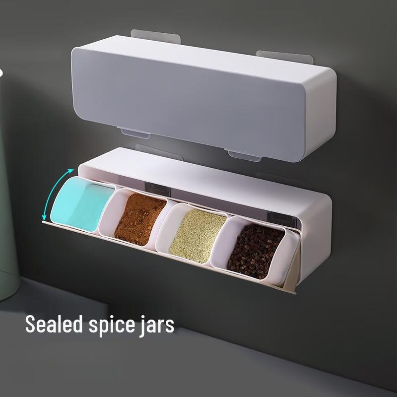 Brangdy Wall-Mounted 4-Grid Seasoning Box