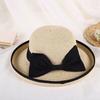 Star bow curled straw hat women's summer versatile travel visor elegant beach sunscreen hat