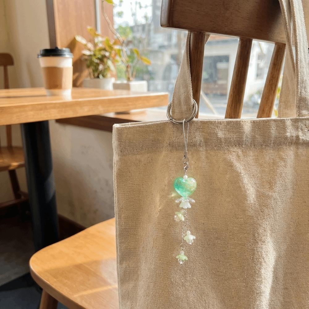 Floral Design Flower Bag Pendant Chubby Shape Mobile Phone Pendant Heart-Shaped Keychain  Student