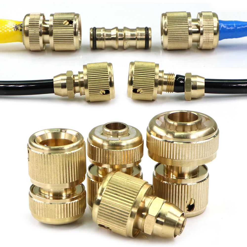 1pc 3/8" 1/2" 3/4" Brass Hose Adapter 16mm Quick Connector Irrigation Pipe Tube Connect Repair Joint Garden Watering Accessories