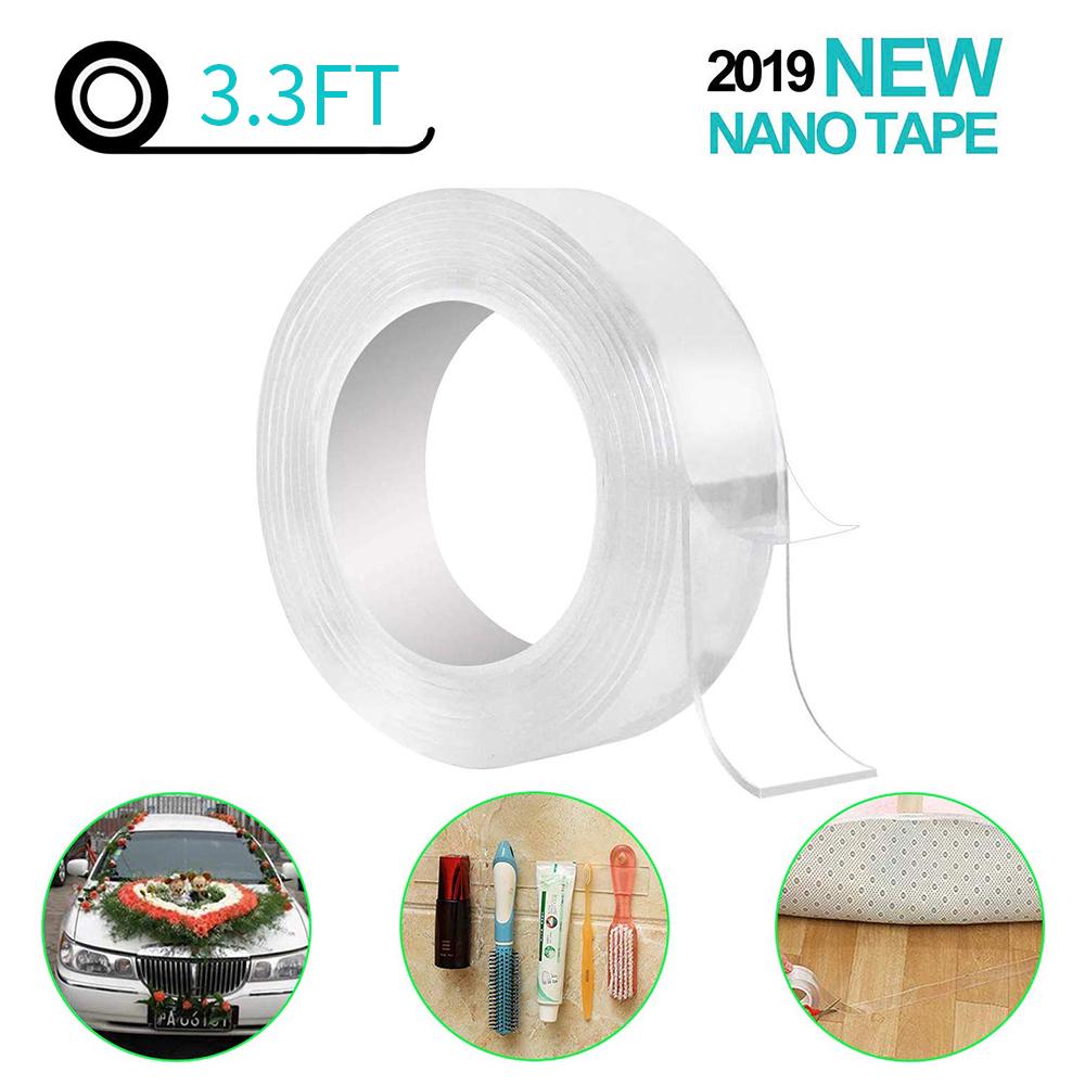 Nano Tape Roll Double Sided Adhesive Tape 30mm*3m*2mm Traceless Washable Nano Tape Stick Grip Gel Reusable Nano Gel