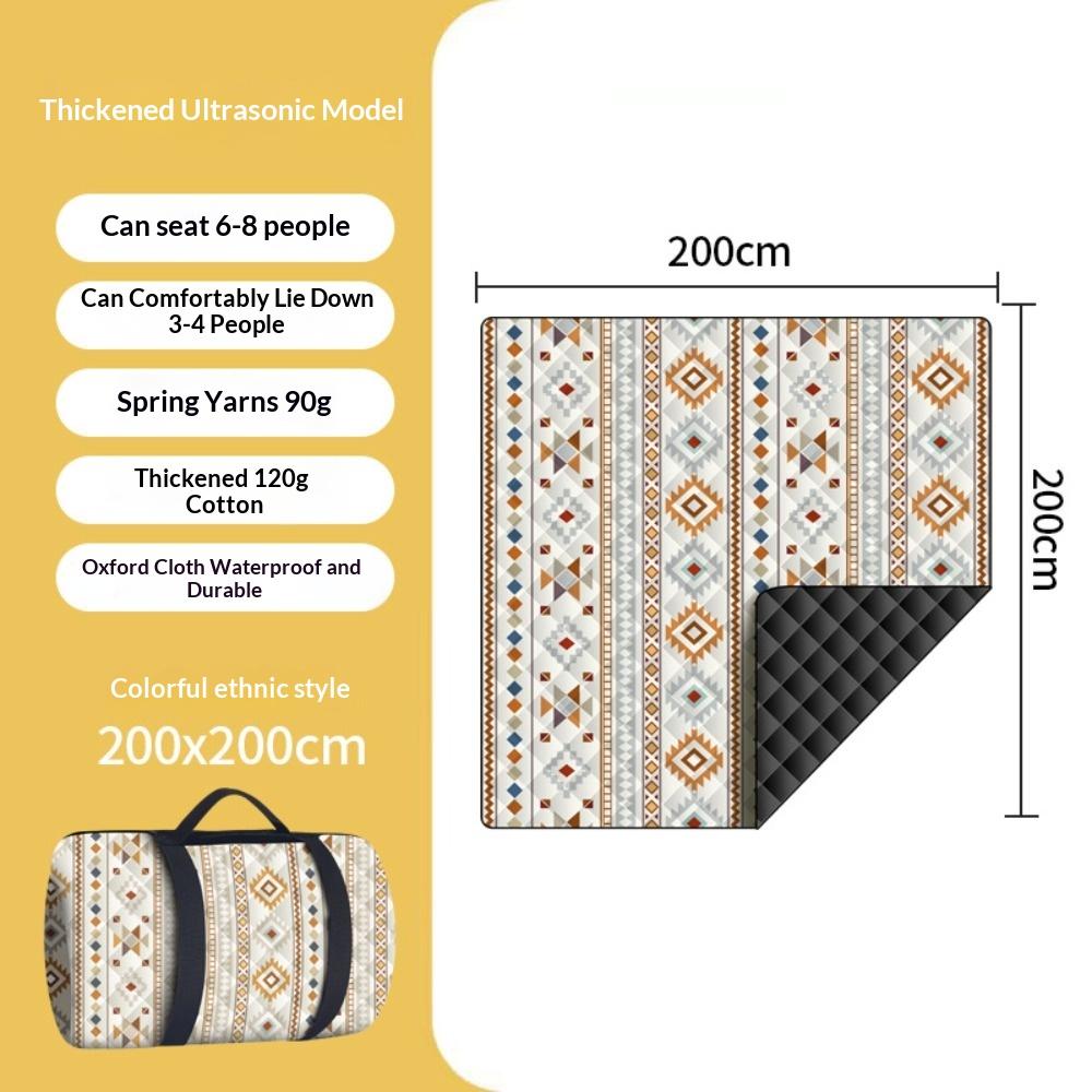 Ultrasonic Thickened Picnic Mat Moisture Proof Outdoor Picnic Blanket Lawn Mat Camping Mat Portable Picnic Pad for Hiking Beach 200cm*200cm