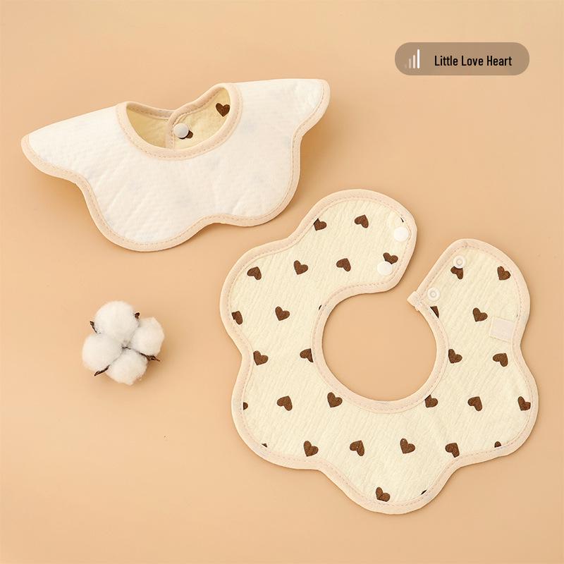 Waterproof Crêpe Fabric Baby Bib - Petal Design, Cotton Autumn/Winter Model for Newborns and Infants.