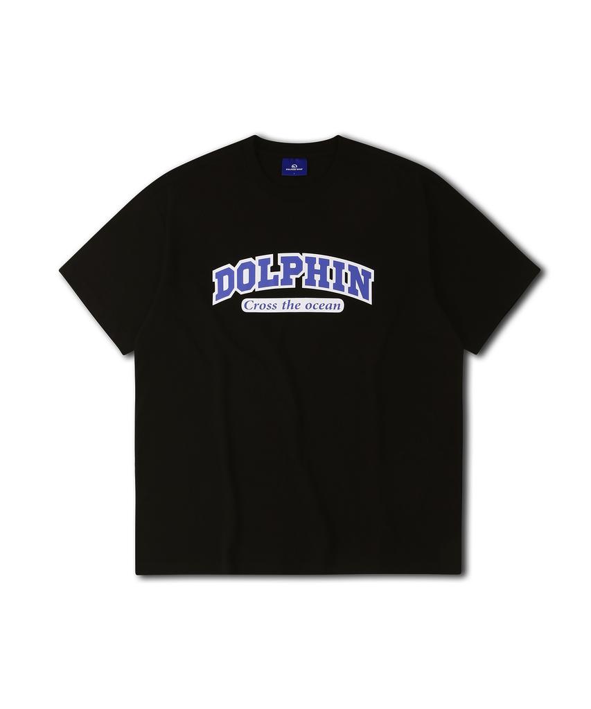 DOLPHIN WAVE APPAREL Dolphin Layered Arch Logo Short Sleeve T-Shirt Black