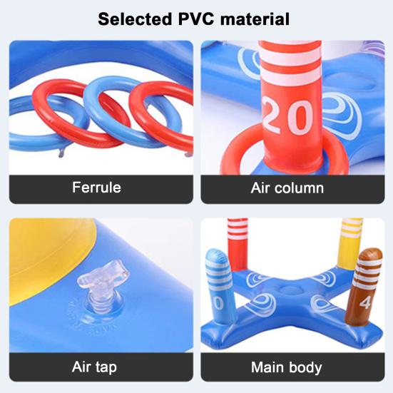 1 Set Inflatable Pool Ring Toss Toy with 45720 Rings Kids Adults Indoor Floating Cross Basketball Stand PVC