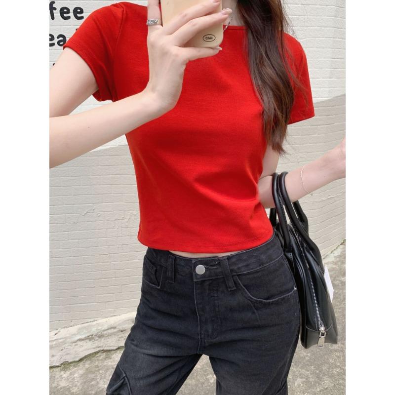 Women's New Summer Design Niche Round Neck Short Top
