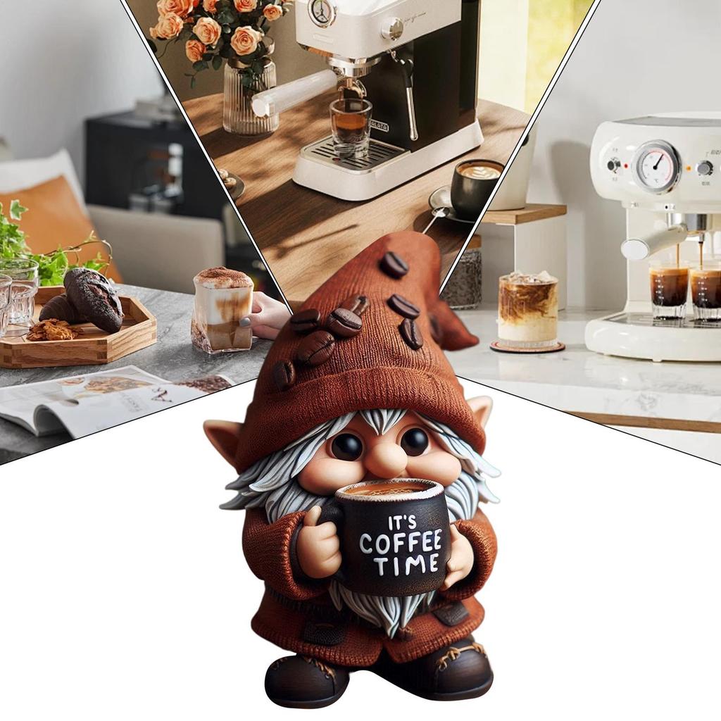Mini kávoví skřítci Dekorace Ručně vyráběné kávové trpasličí sošky Figurky na kuchyňskou linku Pryskyřiční skřítci Dárky s kávovou tématikou