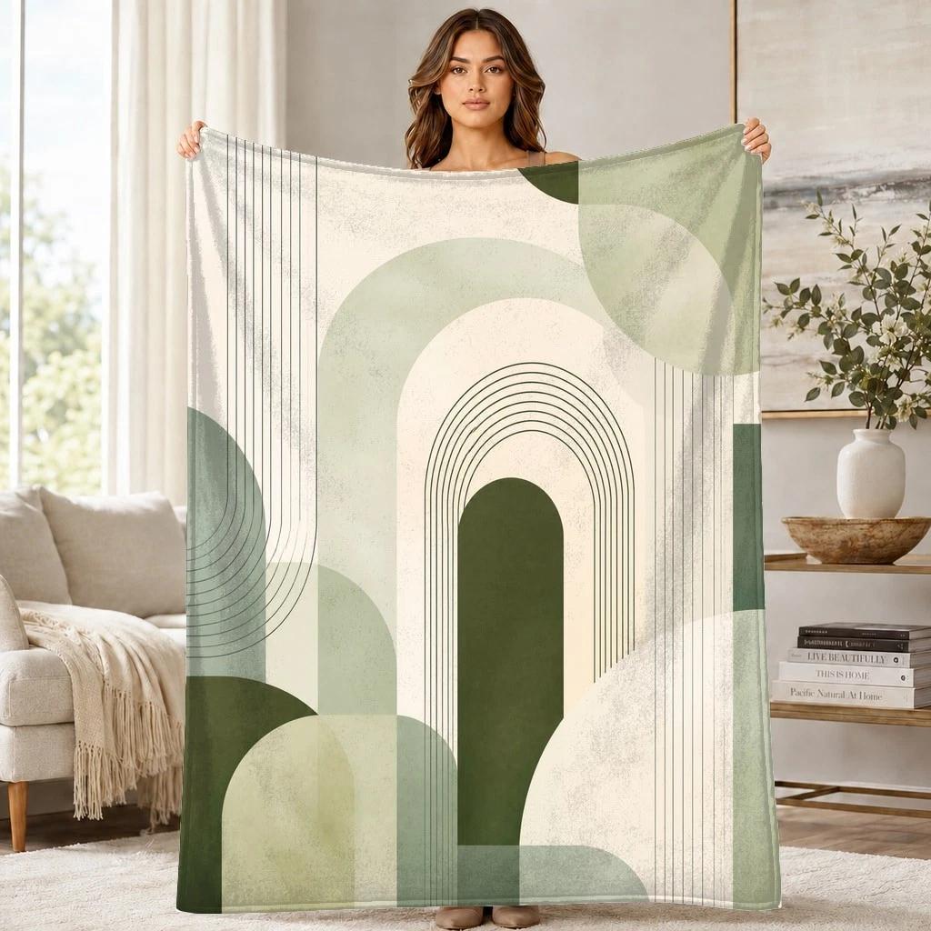 Abstract Geometric Arches Coral Fleece Blanket