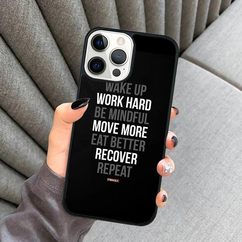 Motivational Gym Fitness Quotes Phone Case For iPhone 17 Air 16 16e 15 13 14 Pro Max 11 12 Plus 2022 MAX Cover coque