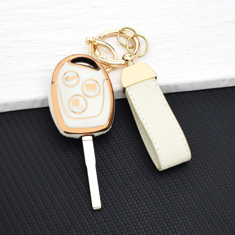 Soft TPU Key Fob Cover for Ford Mondeo Focus Fusion Fiesta Galaxy Transit-Soft Protective Case Shell with Keychain Accessories