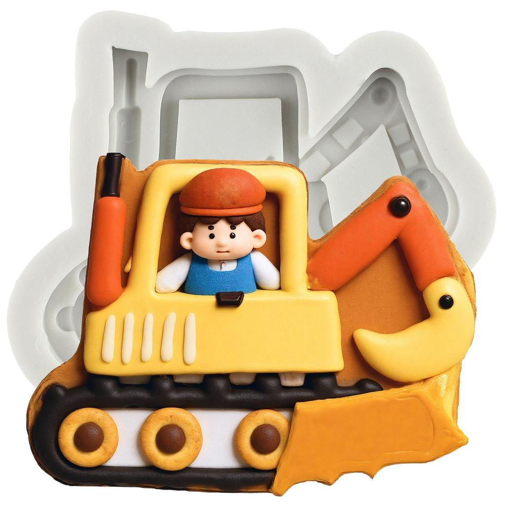 Construction Truck Silicone Mold Bulldozer Crane Excavator Fondant Molds Cake Decorating Tools Theme Cake Dessert Decorated Chocolate Candy Mold