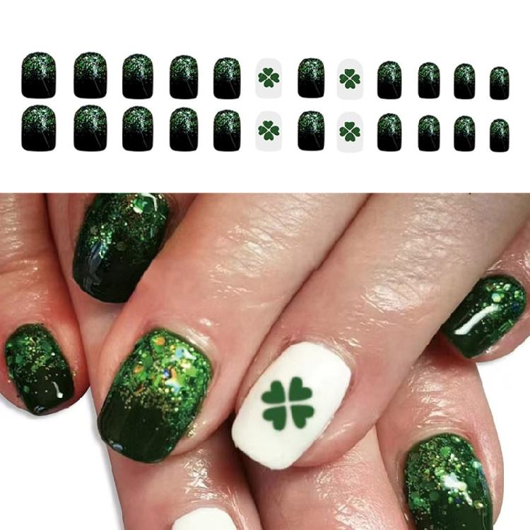 Square Fake Nail Saint Patrick’s Day Press On Nail Artificial Nail False Nail Glues On Nail Designs French Nail Tips