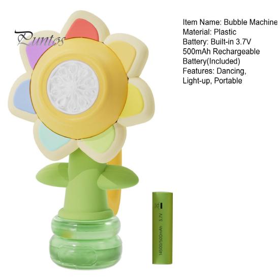 Colorful Flower Bubble Machine Dancing Light-up Flower Bubble Maker Summer Outdoor Handheld Automatic Bubble Blower Toy Toddlers Boys Girls Gift