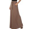 Women Maxi Skirt Adjustable Drawstring High-Waisted Solid Color Long Skirt with Pockets Casual Work Skirt