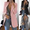 Costume de bureau mode pour femme Couleur unie Sans bouton Revers Coupe ajustée Blazer Manteau