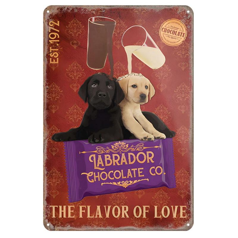 Dogs Metal Tin Signs Labrador Pitbull Wall Art Posters Plaque Vintage Iron Painting Decoration for Home Cafe Game Room Club Bar