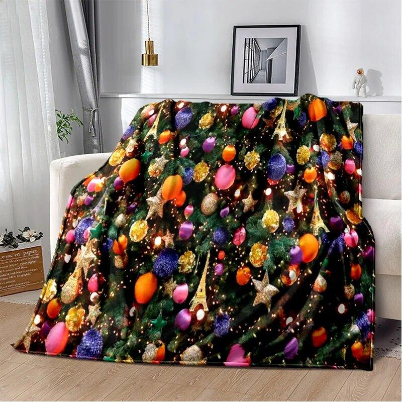 Desene animat Moș Crăciun Pom de Crăciun Fericit Cadou pentru copii Pătură moale de pluș, pătură de flanel Pătură pentru sufragerie dormitor canapea