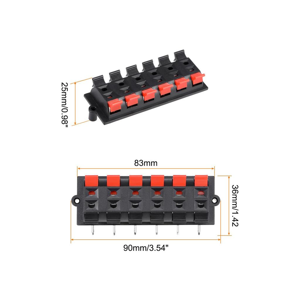 Rebower Spring Push Release Socket Speaker Terminal Connector Speakers Audio mm Red Black 6pcs 12-Position [For & Players] - 2.3 / & /