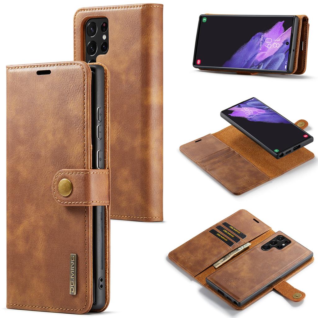 DG.MING for Samsung Galaxy S24 Ultra Case Detachable Split Leather Cover with Stand Wallet