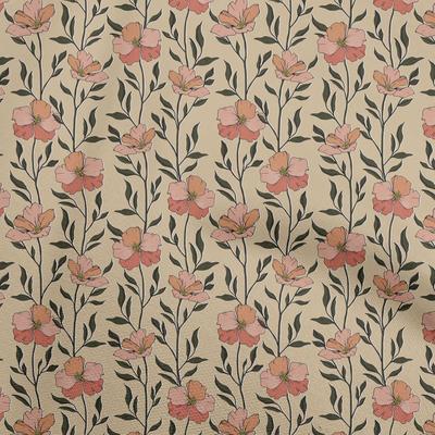 Cotton Flex Light Brown Fabric Floral Craft Projects Decor Fabric Printed By The Yard 40 Inch
