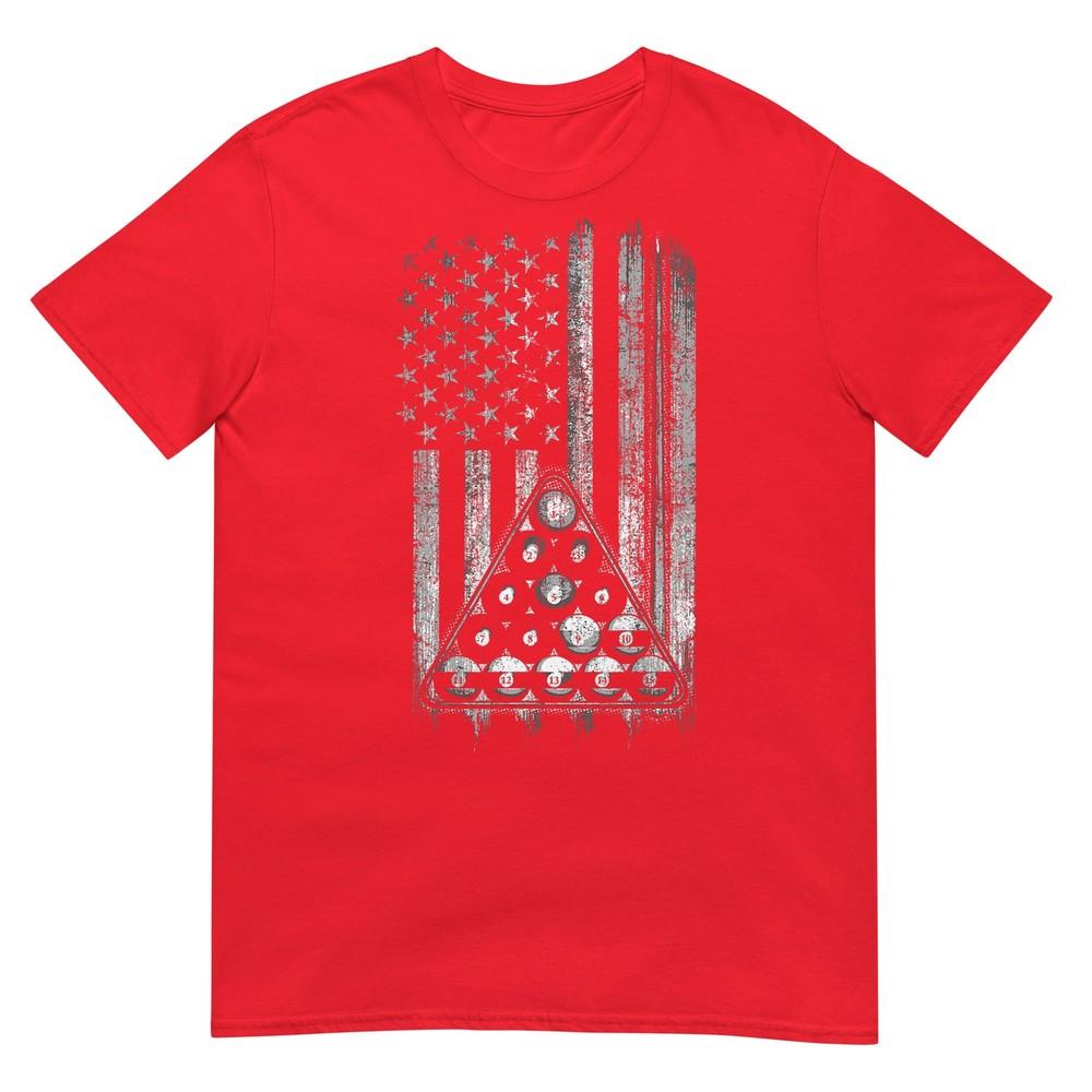 Pool Player American Flag Cue Stick And Billard Balls Usa Tshirt S