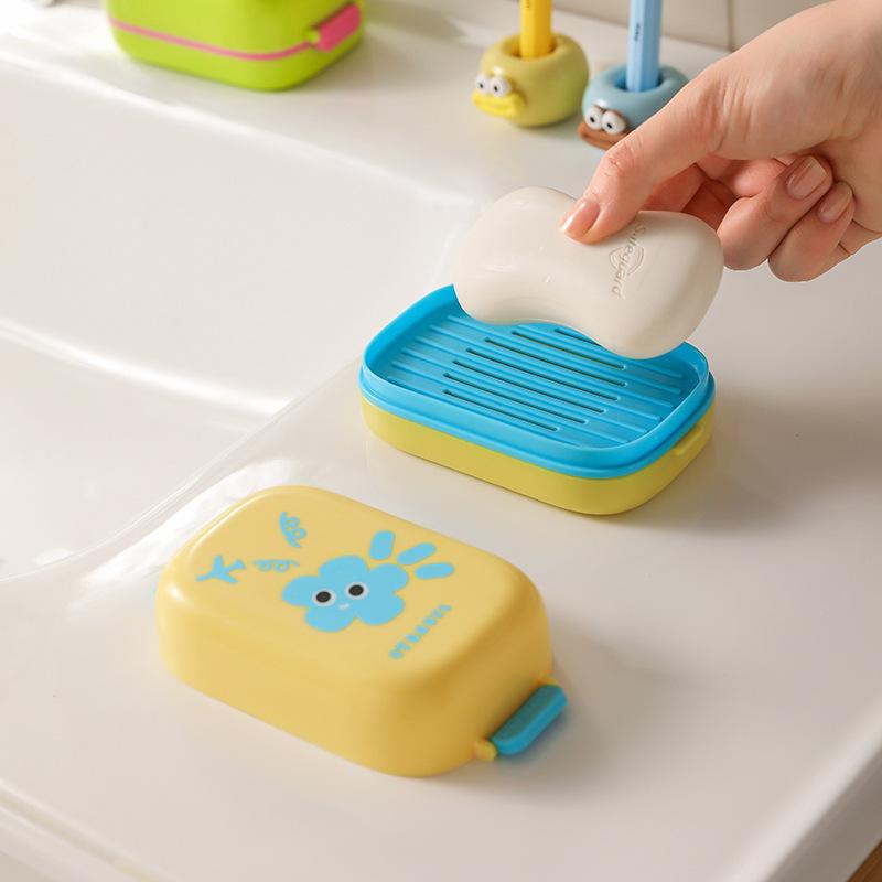 Dopamine Double Layer Draining Soap Boxes Portable with Cover High Appearance with Sponge Household Bathroom Hygiene Soap Boxes