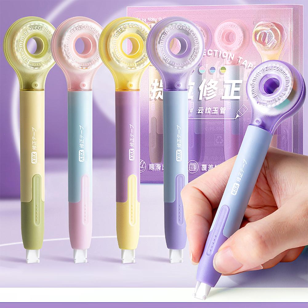 4Pcs Correction Tape Macaron Color Creative Design Corrector of Pen Shape Comfortable Holding Kawaii Stationery School Supplies