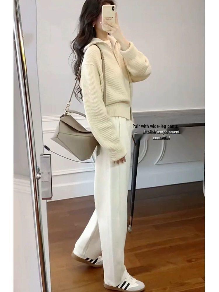 Women's Double Zipper Lapel Knit Cardigan - Soft, Cozy, and Thickened for Autumn/Winter