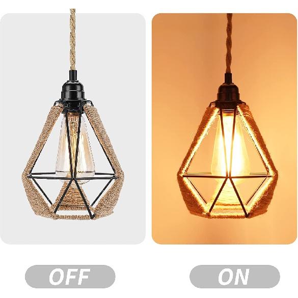 Cablu de alimentare Lampă suspendată 2M 3M frânghie de cânepă răsucite Cuști pentru cablu E26 E27 Suport lampă Fișă UE cu comutator Soclu pentru bec Edison