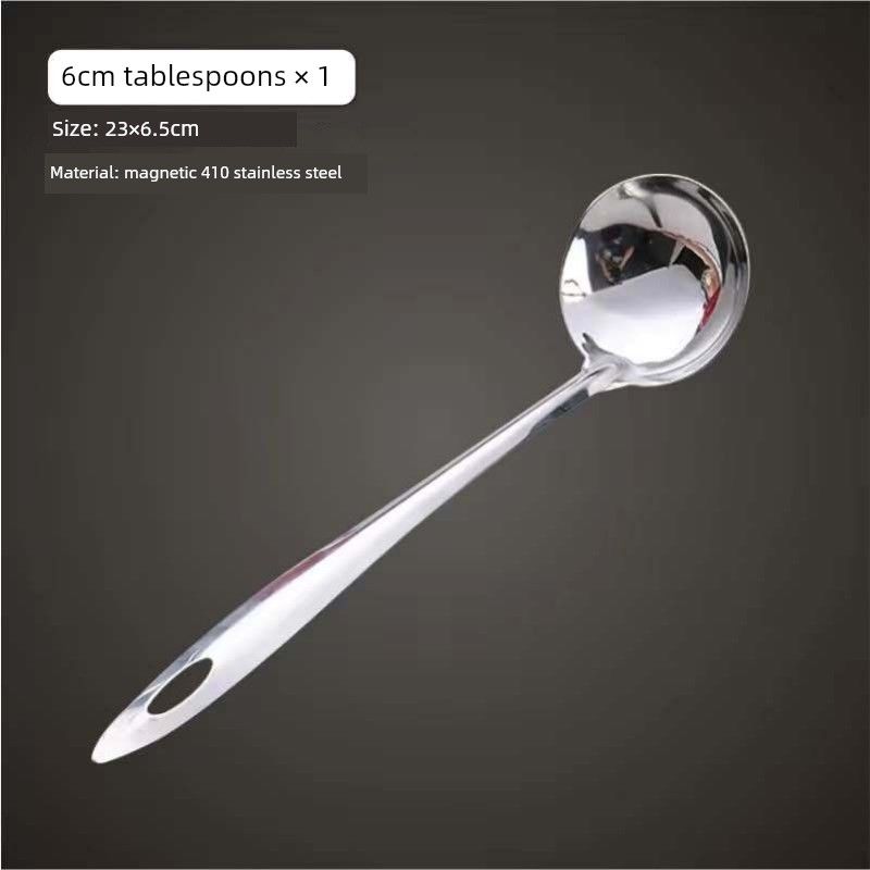 Stainless Steel Spoon, Household Long-Handled Hot Pot Spoon, Soup Spoon, Strainer Spoon Set [Model 410] 6cm Tablespoons × 1