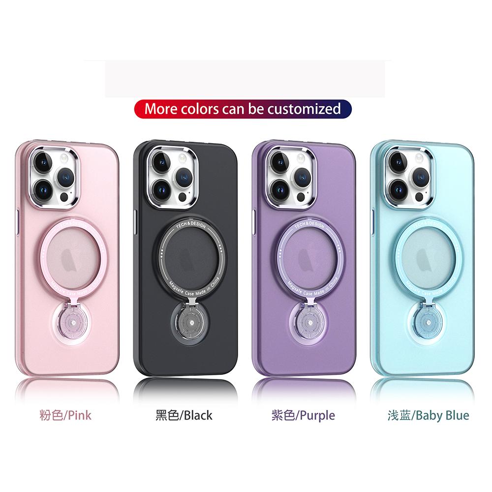 Magnetic Metal Stand Case For Iphone 15 14 Plus 13 12 11 Pro Max With Ring Holder Shell Magsafe Wireless Charge Shockproof Cover