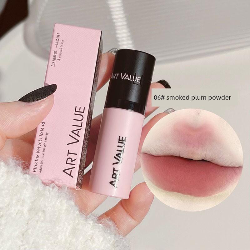 Powder Mist Lip Mud Matte Velvet Lip Gloss That Brightens the Complexion, Non-Fading, Non-Stick Cup, Affordable Red Pear Color for Students