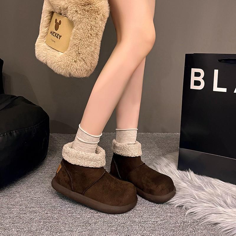Koreanische Version Herbst und Winter neue hässlich süße Boken haarige kurze Schneestiefel Damen vielseitig warm gefütterte verdickte Baumwollschuhe