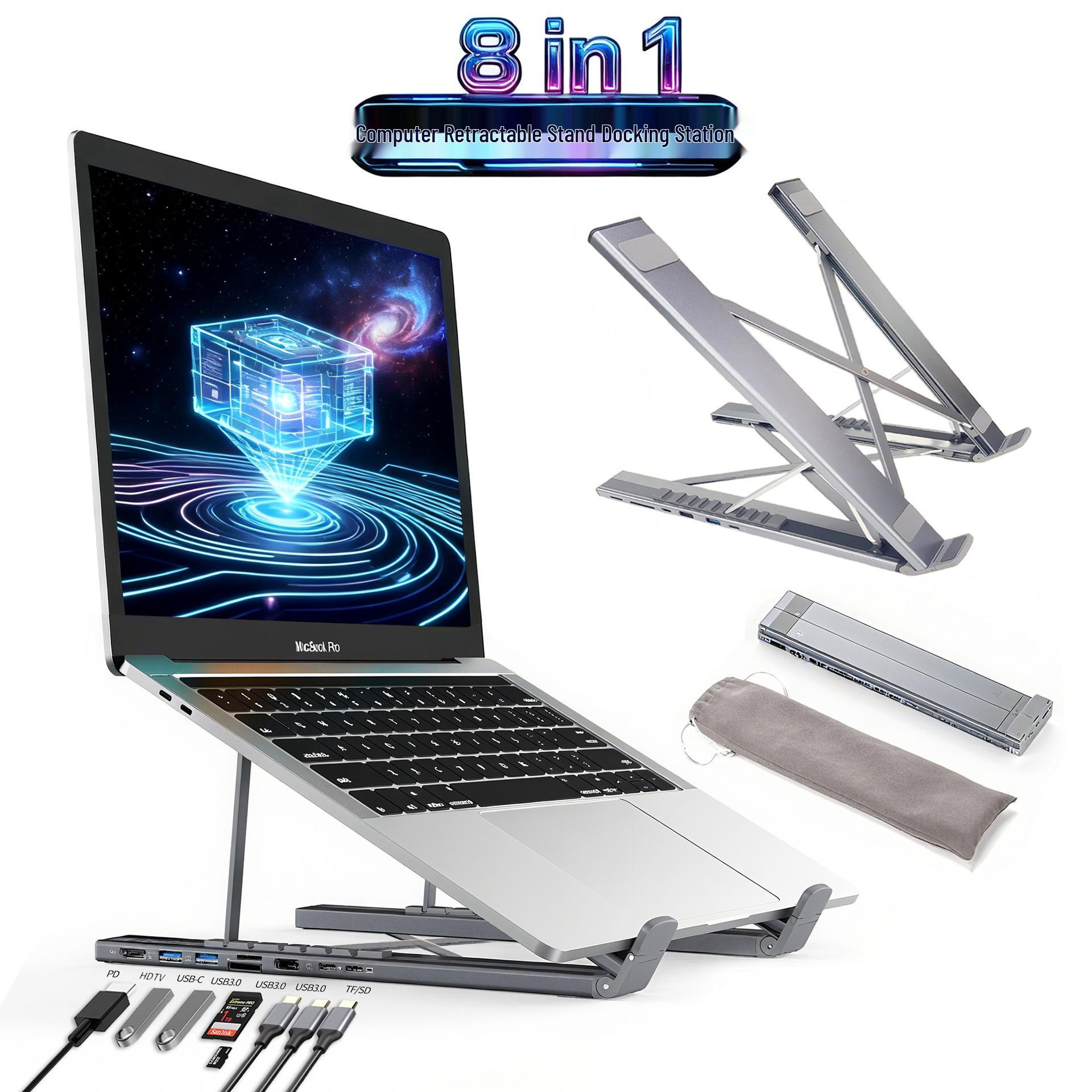 

Foldable Type-C Docking Station & Laptop Stand with USB Expansion for Phones, Computers, Tablets Small