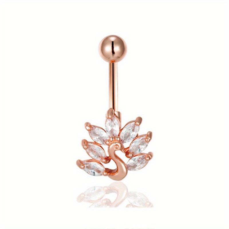 

1 шт. Циркон Квітка Павича Рот Пупкове кільце Тонка іржава сталь Ювелірні вироби для пірсингу на пупку