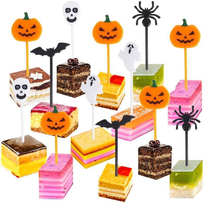10pcs/set Cartoon Children Cake Dessert Pick Toothpick Lunch Pick Halloween Fruit Fork Food Fork Bento Lunches Party Decoration