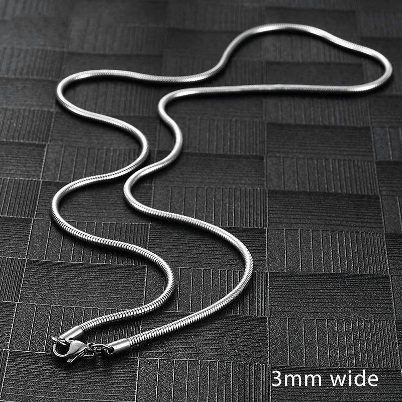 925 Sterling Ezüst Szélesség 1mm/2mm/3mm Kerek Kígyólánc Divatos 40-75cm Ezüst Nyaklánc Nőknek Férfi Ékszer Party Ajándékok