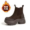 thick-soled cigarette boots women's autumn and winter new versatile medium boots small inner height-increasing short boots